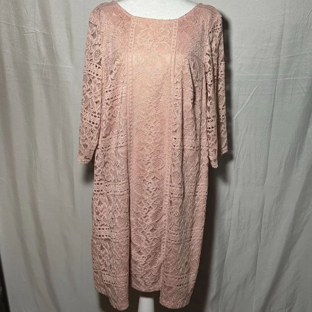 Jessica Howard 16W Blush Pink Lace Dress Plus Size Wedding Guest Party Career